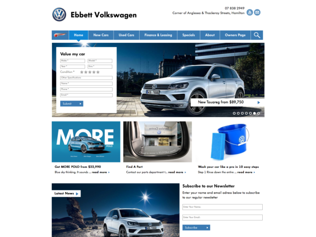 Ebbett Volkswagen Website Development